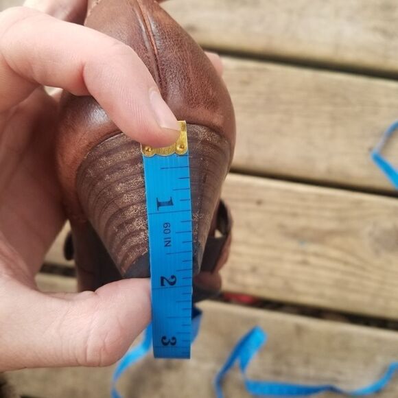 Vintage 90s y2k Paul Green Brown Nubuck Suede Leather Square Toe Mary Jane Heels - Picture 10 of 10